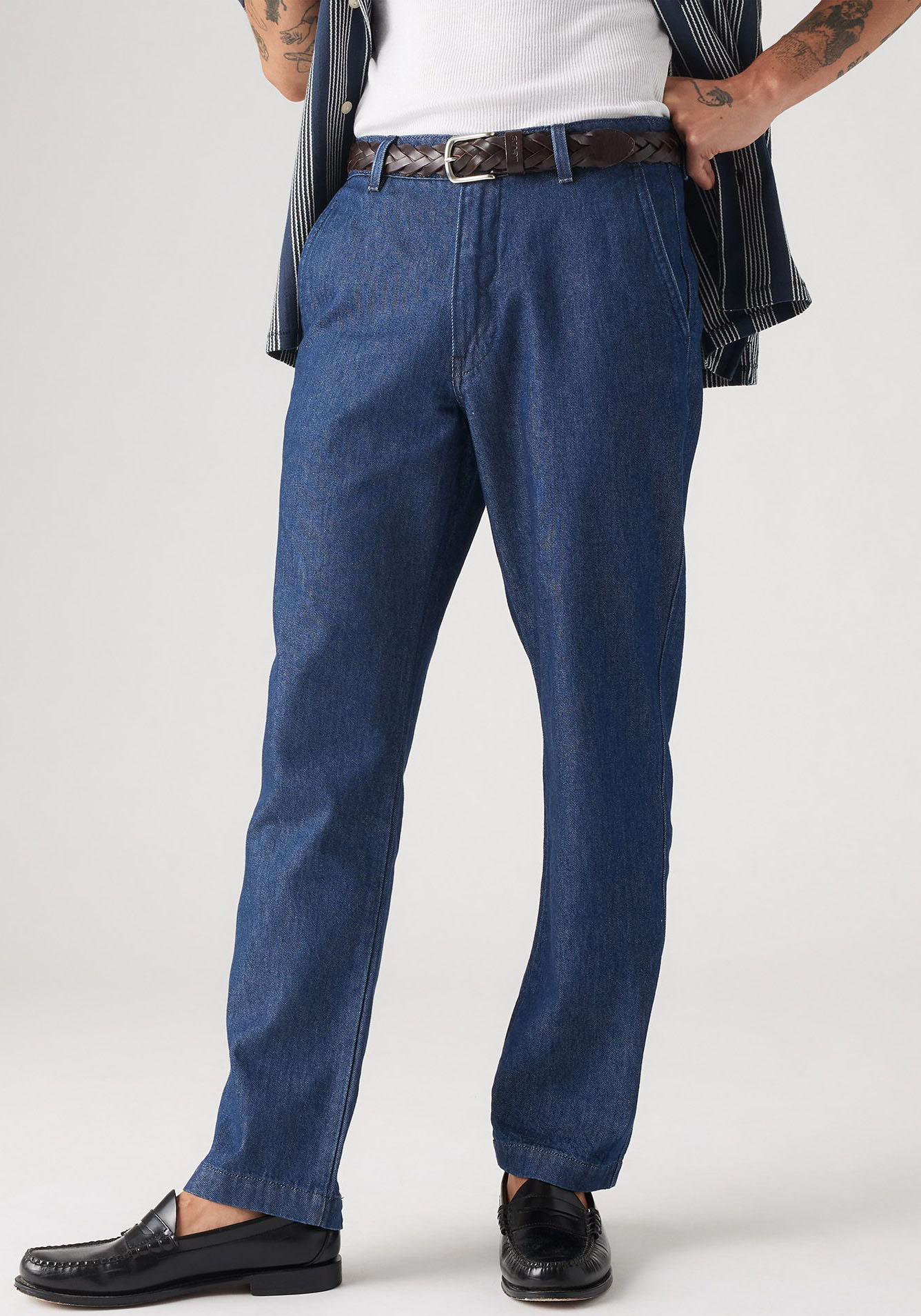 Straight-Jeans LEVI'S "XX CHINO AUTHENTIC STRT", Herren, Gr. 34, Länge 30, blau (half past rinse), Denim/Jeans, Obermaterial: 100% Baumwolle, regular fit lang, Jeans Straight-Jeans, mit weichem Griff