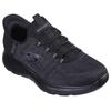 Slip-On Sneaker SKECHERS "SUMMITS-KEY PACE", Herren, Gr. 45, schwarz (schwarz uni), Textil, unifarben, sportlich, Schuhe, Slipper, Freizeitschuh, Halbschuh in veganer Verarbeitung, Topseller