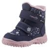 Winterboots SUPERFIT "HUSKY1 WMS: mittel", Kinder, Gr. 23, blau (dunkelblau, rosa schneeflocken), Textil, casual, Schuhe, Snowboots mit wasserdichtem GORE TEX, Größenschablone zum Download