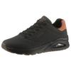 Sneaker SKECHERS "UNO-SUITED ON AIR", Herren, Gr. 43, schwarz, Lederimitat, Veloursleder, sportlich, Schuhe, Freizeitschuh, Halbschuh, Schnürschuh mit modischer Keilsohle