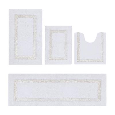Hotel Collection 100% Cotton 4 Piece (17" X 24" | 20" X 20" | 21" X 34" | 20" X 60") Bath Rug Set by Brylane Home in White Ivory