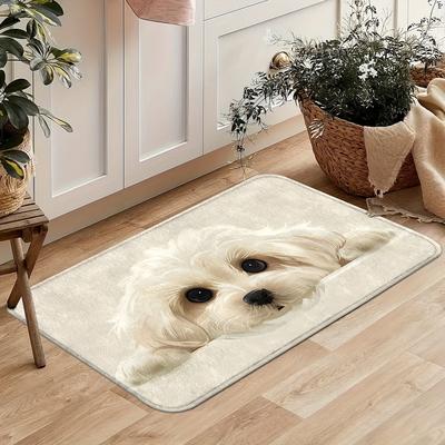 TEMU Dog Pattern Welcome Door Mat - Non-slip, Machine Washable Entrance Rug For Indoor/outdoor Use - Living Room, Bedroom, Bathroom, Kitchen, Laundry Image