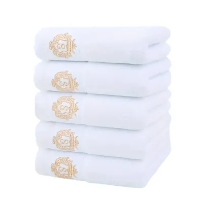 1/5/10pcs White Cotton Towel Set Embroidered Gift Towels Set Highly Absorbent Towels Cover For Bathrooms, Gyms, Hotels And Spas