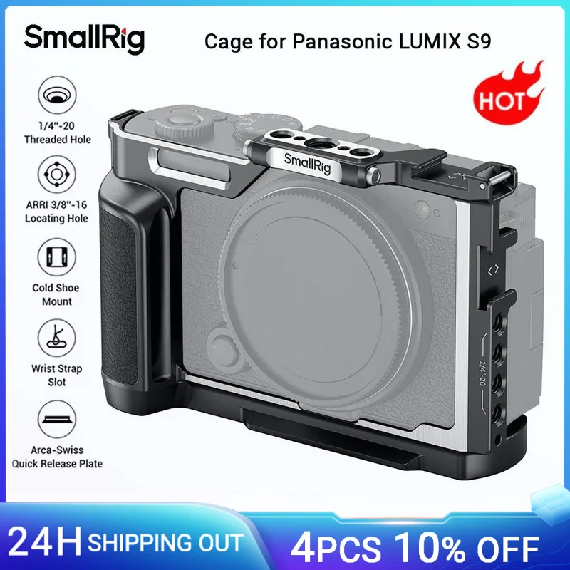 SmallRig S9 Kamerakäfig für Panasonic LUMIX S9, mit Holzgriff und Arca-Swiss Schnellwechselplatte für Arca-Typ-Stativ -4515 Image