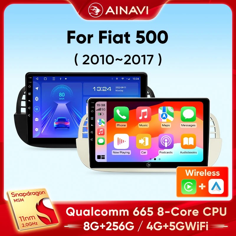 Ainavi Auto Radio Für Fiat 500 2010 2011 2012 2013 2014 2015 2016 2017 Drahtlose Carplay Android Auto Auto Stereo auto Multimedia Image