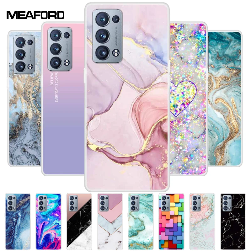 Per OPPO Reno 6 Pro Plus 5G Custodia Reno6 Trasparente Marmo Morbido TPU Della Copertura Posteriore In Silicone Per OPPO Reno6 5G Cassa Del Telefono Funda Paraurti 6pro +