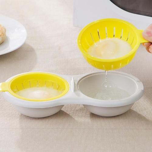 Cuociuova portatile per microonde: mini cuociuova a vapore a doppio strato con coperchio, strumento da cucina creativo per cucinare le uova in modo facile e veloce