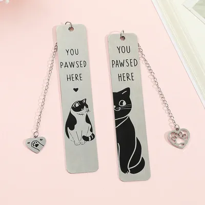 Pet Cat Bookmarks Stainless Steel Book Mark for Book Lovers Stationery for Cat Lover Perfect Gifts