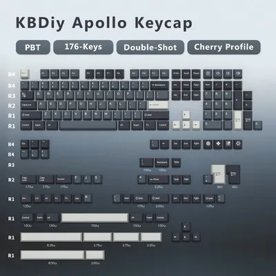 KBDiy 176 Keys/Set PBT GMK Apollo Keycap Double Shot Minimalist ISO Cherry Profile for Game