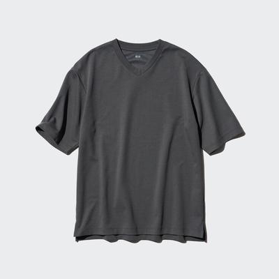 Uniqlo - Cotton Oversized V Neck T-Shirt - Gray - XS