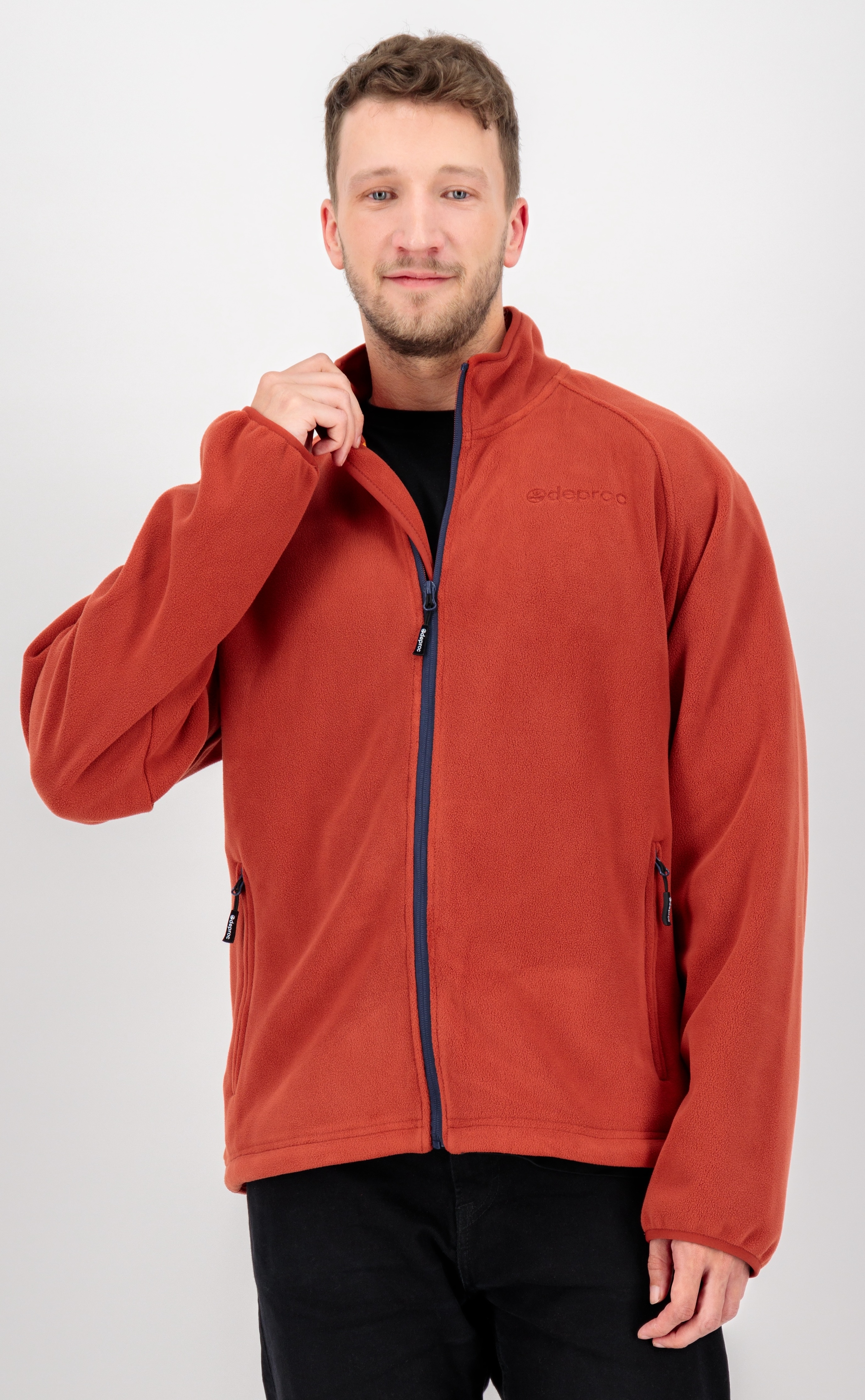 Fleecejacke DEPROC ACTIVE "WAWA BAY", Herren, Gr. XXL (56), rot (chilli), 100% Polyester, gerader Abschluss, Jacken Fleecejacke, auch in großen Größen erhältlich