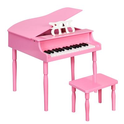 Toddler Toy 30-Key Classic Baby Grand Piano Wood w/ Bench Music Rack