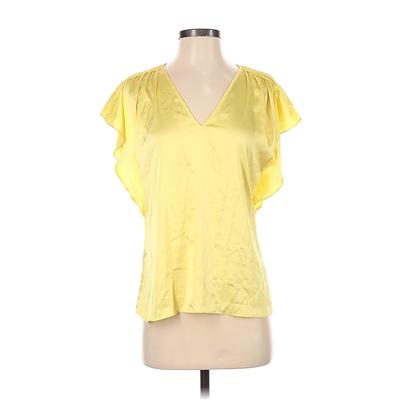 White House Black Market Short Sleeve Blouse: Yellow Tops - Women's Size X-Small