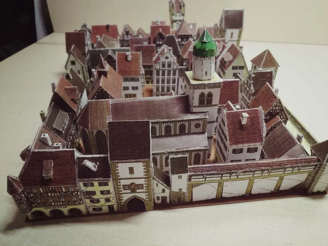 Construction de ville médiévale modèle en papier 3D bricolage jouets de modèle de papier faits à la main
