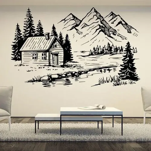 Autocollant mural en vinyle pour la décoration intérieure de la maison, décalcomanies de paysage,