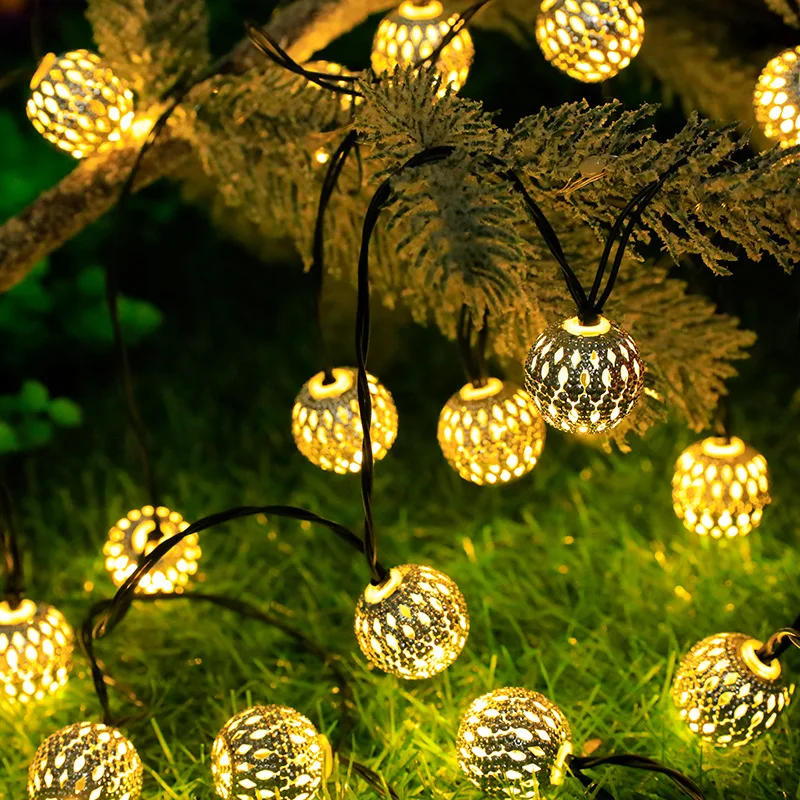 5–12 m marokkanische Kugel-Solar-Lichterkette, 100/50 LEDs, Feenkugel, wasserdichte Laternenbeleuchtung, dekorativ für Zuhause, Garten, Party