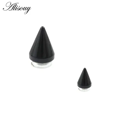 2 Stück Spike Silber Farbe Schwarz Magnet Ohrstecker Paar Gothic Goth Rock Punk Stil für Männer