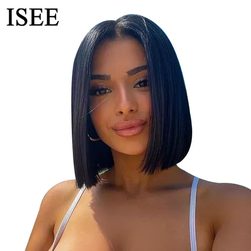 Perruque Brésilienne Naturelle Sans Colle, Cheveux Lisses, Vierge, Densité 180%, pour Femme