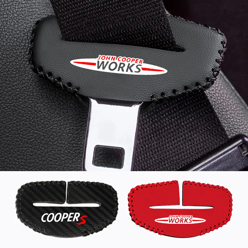 Boucle de ceinture de sécurité de voiture, 2 pièces, anti-rayures, housse de protection, John Cooper fonctionne pour Mini Cooper S R50 R52 R53 R55