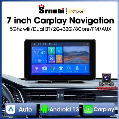 Srnubi 8 core 7 inch android 13 carplay & android auto player smart screen rückfahr kamera 5g wifi gps 5,1 bluetooth aux fm