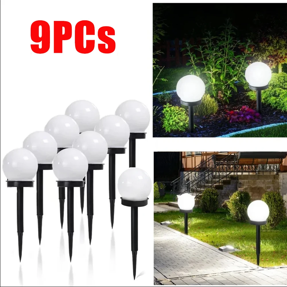 Solaire LED jardin boule ronde ampoule lumière extérieure étanche paysage Villa pelouse lumière prise de terre lumière jardin lanterne décorative