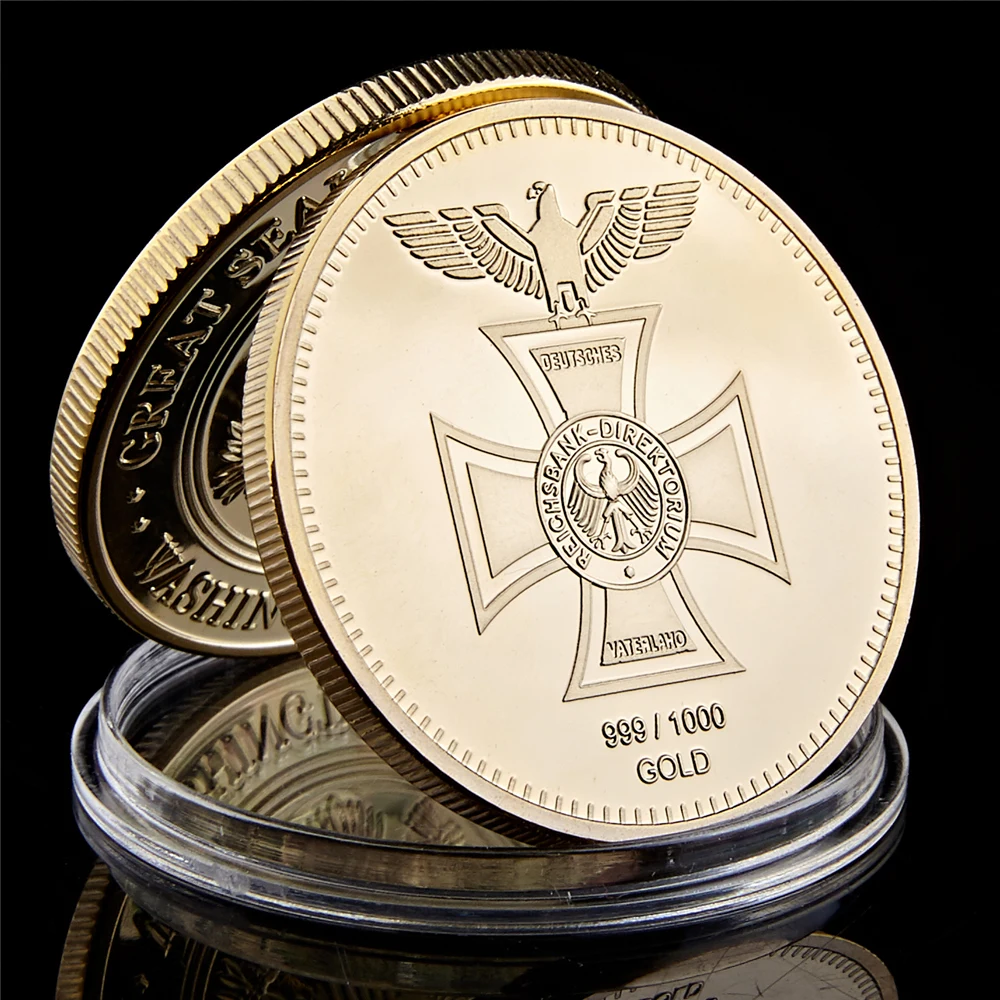 1871 Deutsche Reichsbank 1 UNZE vergoldete Deutschland-Kreuzadler-Rundmünzen zum Sammeln Image