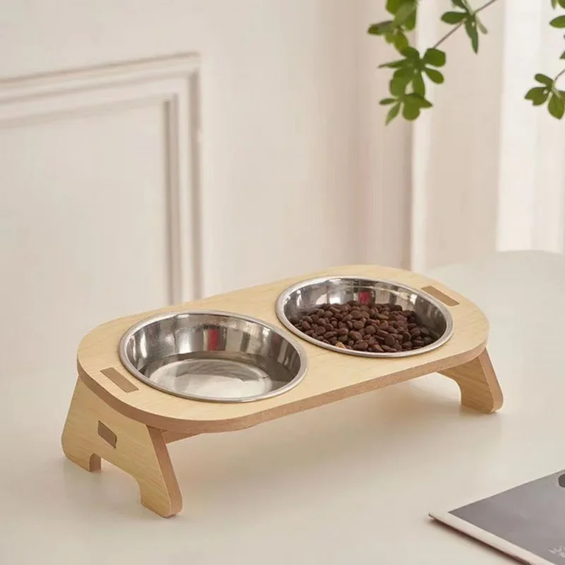 Mangeoire pour animaux de compagnie Double bol de nourriture pour chat avec conception Anti-coups récipient d'alimentation en eau pour chien bol de nourriture pour chat supportateur produits pour