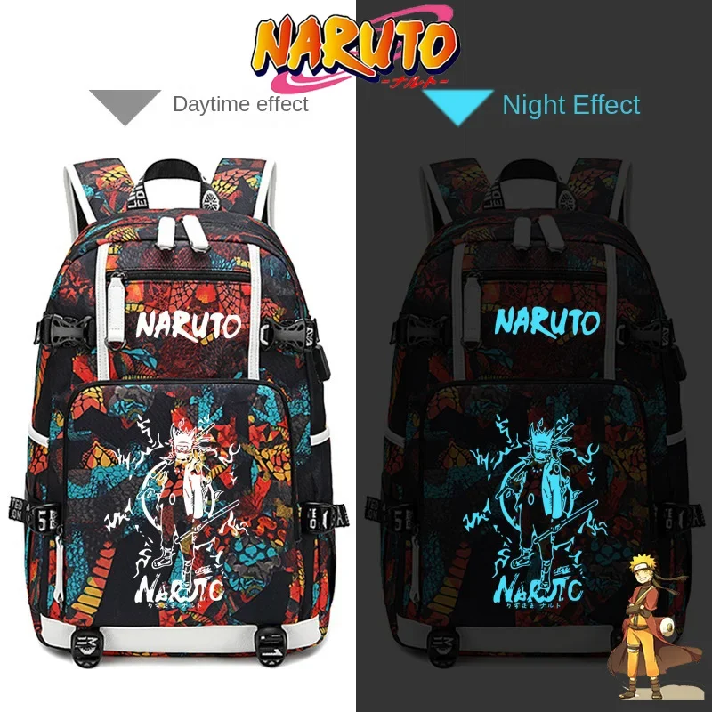 Naruto Sasuke enfants sac à dos sacs d'école étanche pour garçon filles Anime lumineux enfants cartable USB charge livre sac cadeau