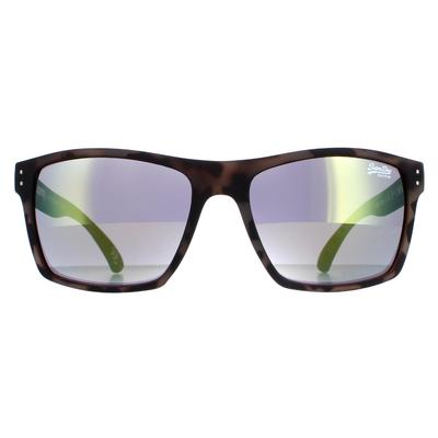 Superdry Sonnenbrille Kobe SDS 122 Matt gummiert Schildpatt Grau Gelb Flash Mirror