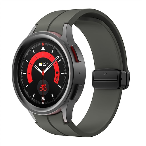 Uhrenarmband für Samsung Galaxy Watch 7/6/5/4 40/44mm, Watch 5 Pro 45mm, Watch 6 Classic 43/47mm, Watch 4 Classic 42/46mm Silikon Ersatz Gurt Magnetverschluss Wasserdicht Verstellbar Sportarmband Image