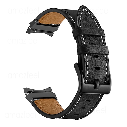 Uhrenarmband für Samsung Galaxy Watch 7/6/5/4 40/44mm, Watch 5 Pro 45mm, Watch 6 Classic 43/47mm, Watch 4 Classic 42/46mm Echtes Leder Ersatz Gurt Verstellbar Atmungsaktiv Stoßresistent Armband Image