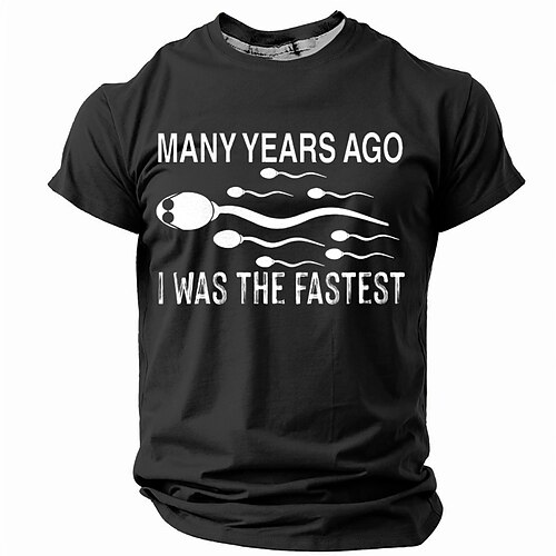 Lustiges T-Shirt für Männer Vor vielen Jahren war ich das schnellste Sperma Grafik Kurzarm Image