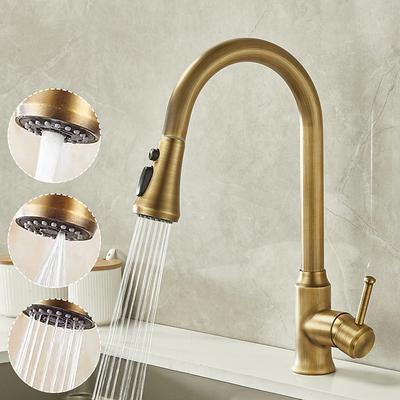 Kitchen faucet - Single Handle One Hole Electroplated Pull-out / Pull-down Centerset Retro Vintage Kitchen Taps