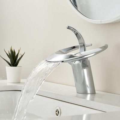 Bathroom Sink Faucet - Classic / Waterfall Electroplated Mount Outside Single Handle One HoleBath Taps