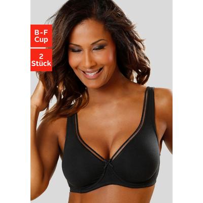Minimizer-BH PETITE FLEUR, Damen, Gr. 90, Cup E, schwarz (schwarz, weiß), Jersey, Obermaterial: 95% Baumwolle, 5% Elasthan, Basic, BHs, aus Baumwolle mit nahtlosen Cups, Basic Dessous Image