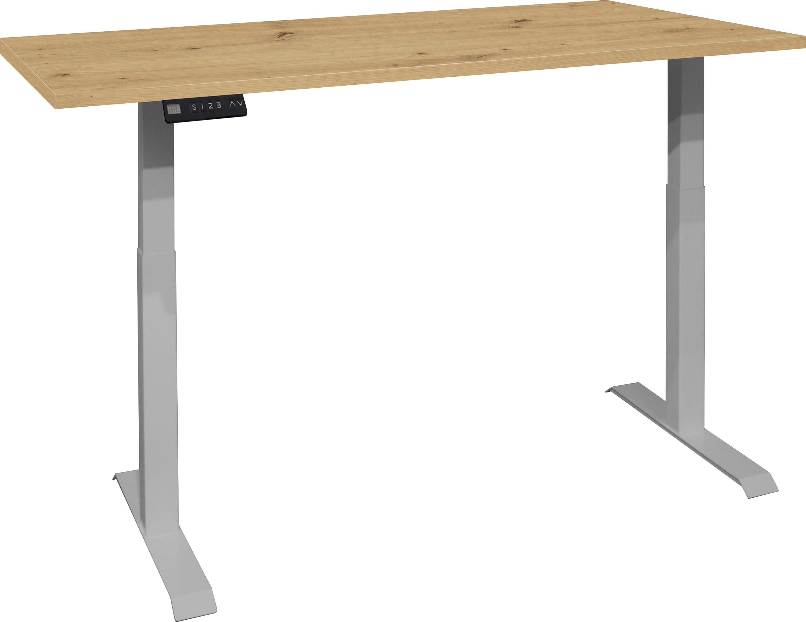 Schreibtisch MÄUSBACHER "Big System Office", silber (silber, asteiche, silber, asteiche), B:180cm, Tische, Schreibtisch, Breite 180 cm, elektrisch höhenverstellbar