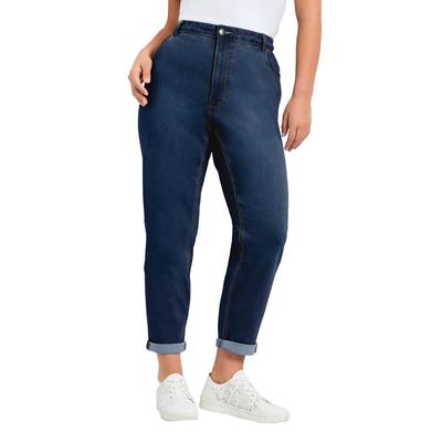Plus Size Women's Denim Girlfriend Stretch Jean by Avenue in Mid Wash (Size 22)