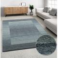 Wollteppich THEKO "Gabbeh Super, Handweb Teppich, Bordüre, reine Wolle, handgewebt" Gr. 6, grau (grau, blau), B:200cm H:9mm L:300cm, Wolle, Teppiche, Schlafzimmer, Wohnzimmer, Esszimmer, auch als Läufer und Bettumrandung, Topseller
