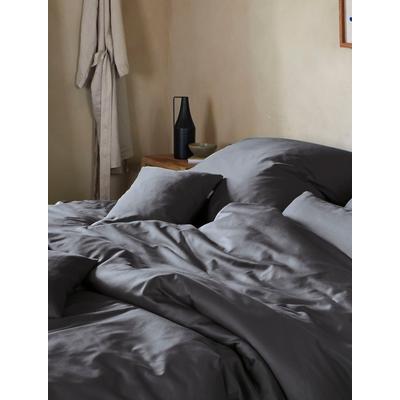 Bettwäsche IRISETTE "Premium Satin Bettwäsche Paris", grau (anthra), B/L: 155cm x 220cm, , Mako-Satin, B/L: 80cm x 80cm, Mako-Satin, Obermaterial: 100% Baumwolle, Bettwäsche, hochwertige Uni Premium Bettwäsche mit Reißverschluss, 100% Baumwolle Image