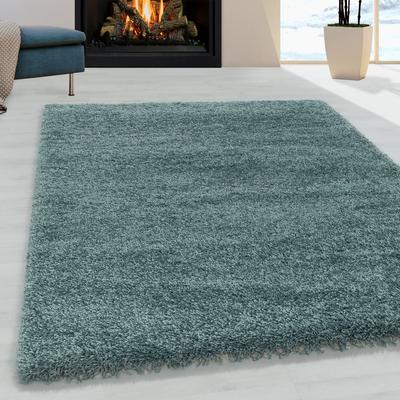 Hochflor-Teppich AYYILDIZ TEPPICHE "SYDNEY 3000", blau (aquablau), B:240cm H:50mm L:340cm, Polypropylen (PP), Teppiche, Shaggy, Langflor, uni, auch in rund, Wohnzimmer Image