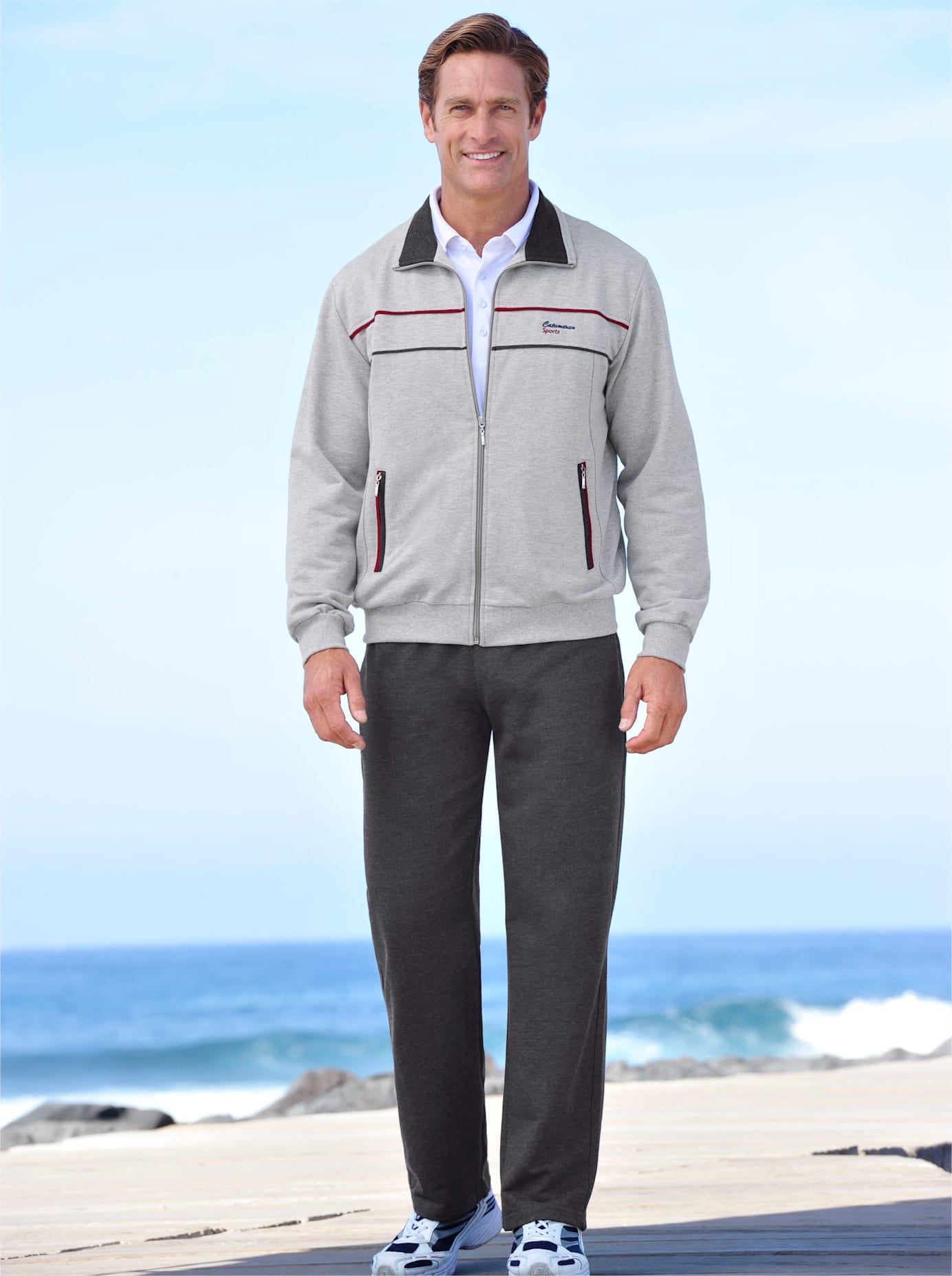 Freizeitanzug CATAMARAN, Herren, Gr. 28/29, grau (grau, meliert), 70% Baumwolle, 30% Polyester, Sportanzüge Image