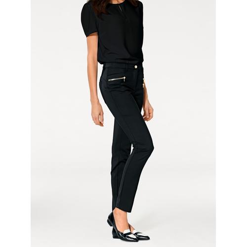 Stretch-Hose HEINE, Damen, Gr. 38, Normalgrößen, schwarz, 48% Baumwolle, 45% Polyester, 7% Elasthan, Miedereinsatz:15% Elasthan, 85% Polyamid, unifarben, lang, Hosen