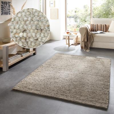 Wollteppich THEKO "Alm-Glück" Gr. 6, beige (sand multi), B:190cm H:12mm L:290cm, Schurwolle, Teppiche, reine Wolle, meliert, handgewebt, Wendeteppich, auch als Läufer Image