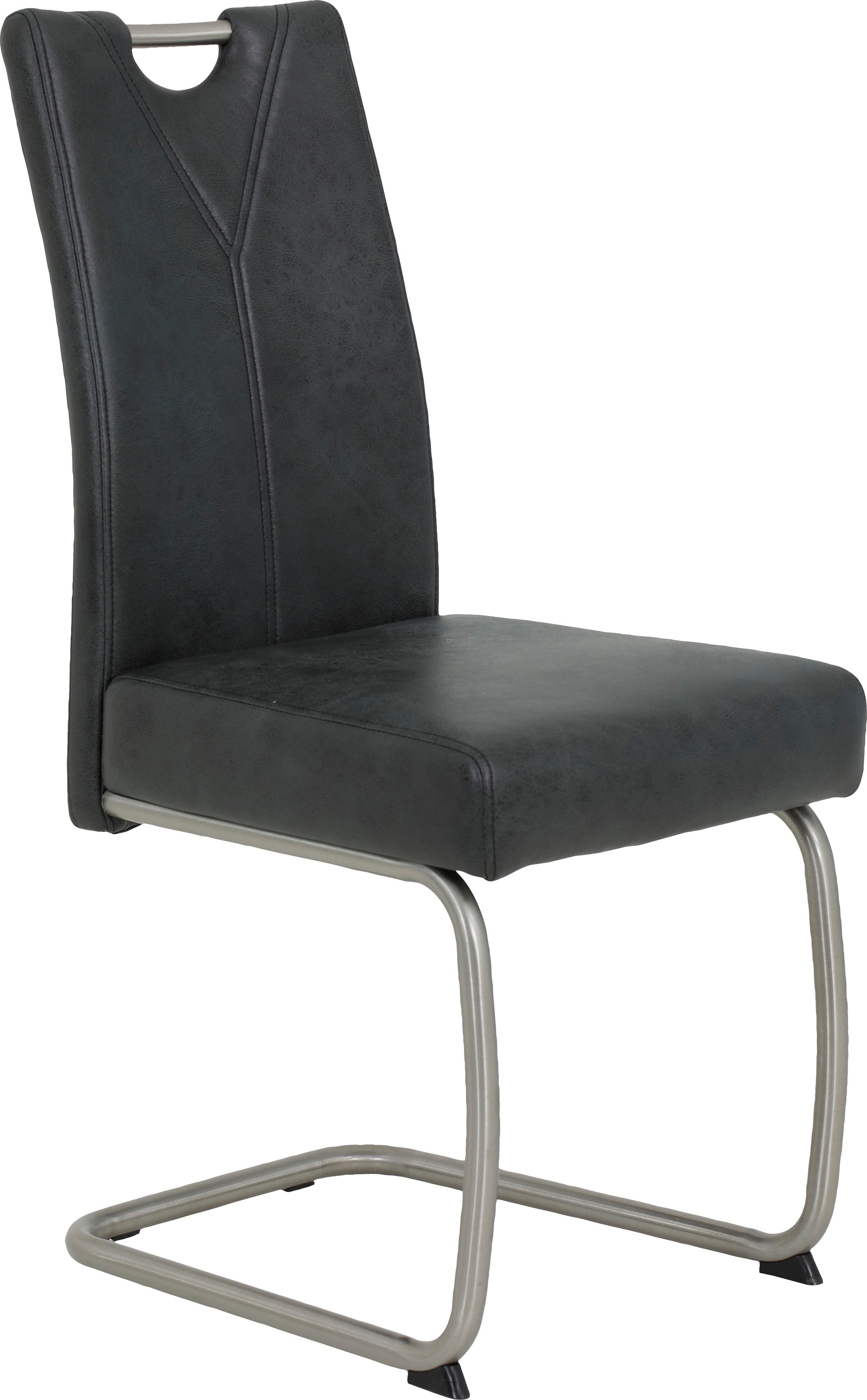 Freischwinger HELA "Sophia S", schwarz (vintage anthrazit, edelstahlfarben), B:43cm H:99cm T:58cm, Edelstahl, Polyester, Stoff, Stühle, Freischwinger, mit Federkern Polsterung