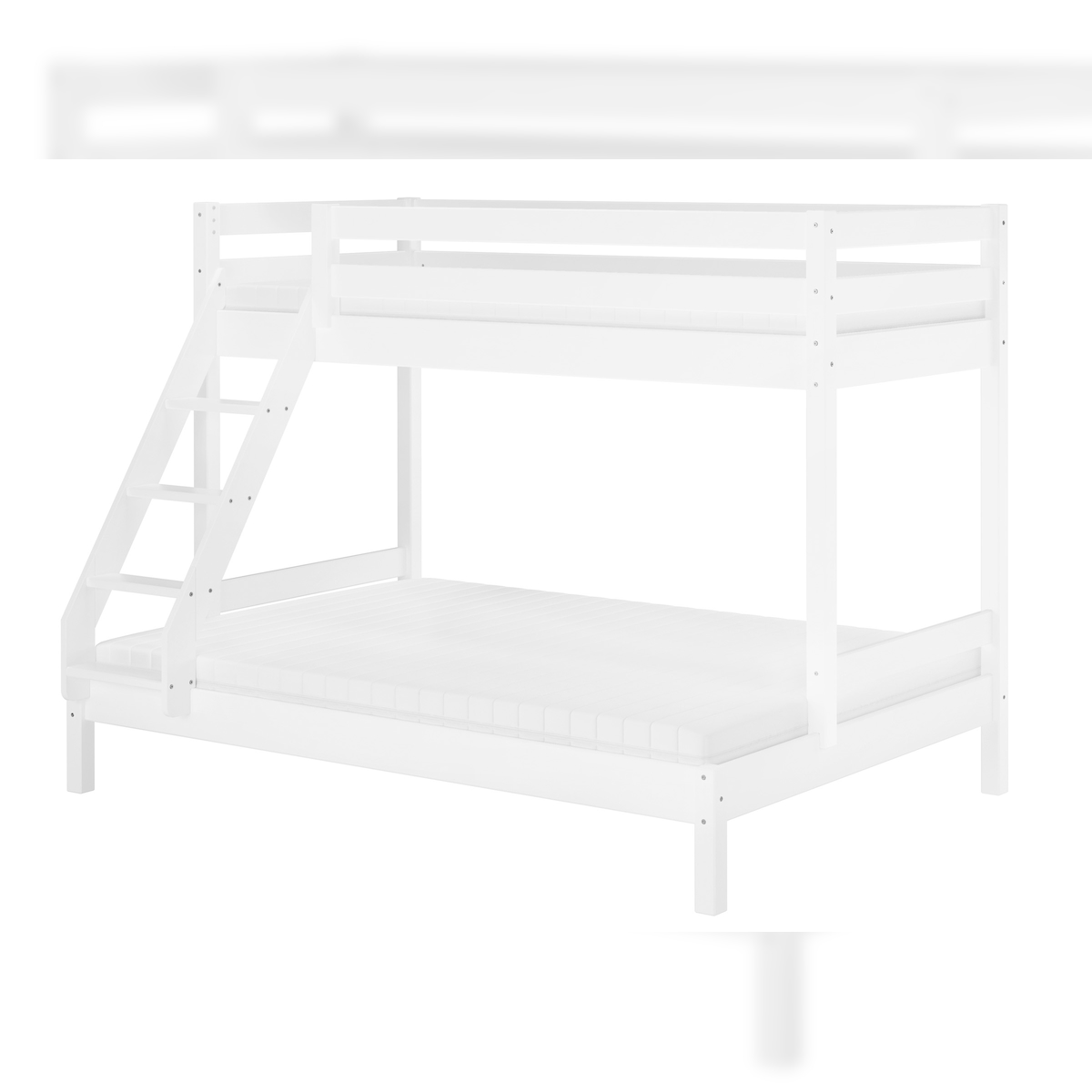 Erst-Holz Doppel-Etagenbett 140x200 und 90x200 Erwachsenen-Stockbett Kiefer Massivholz weiß V-60.18W-09-14 Rollrost. Matratze und Gästebettkasten inkl. Image