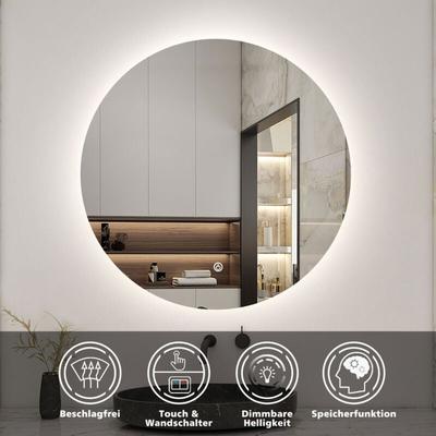 Badspiegel led Rund Touch Wandspiegel Badezimmerspiegel Beleuchtung 100cm Nur Kaltweiß Image