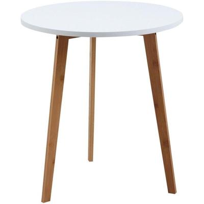 Aubry Gaspard - Runder Beistelltisch aus Holz und weiß lackiertem mdf Image