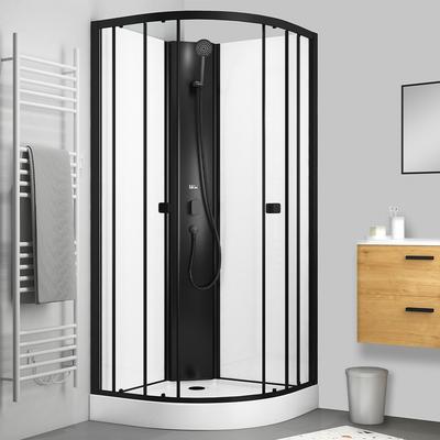 Komplettdusche MARWELL "Prime Style", schwarz (weiß, schwarz), B:85cm H:197cm T:85cm, Duschkabinen, Fertigdusche inkl. Acrylwanne und Armatur Image