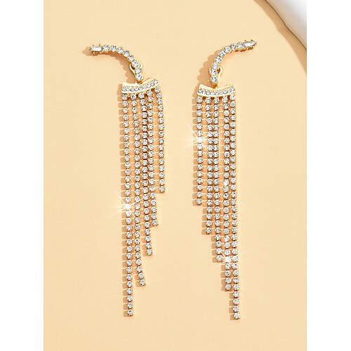 elegante lange Ohrhänger mit Zirkonia-Kristallen – leichter Statement-Schmuck aus Legierung für Damen, perfekt für Abendveranstaltungen und Partys Image