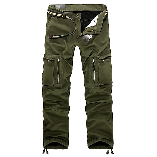 Herren Cargohose Cargohosen Fleecehosen Taktische Hose Hose Hosen Knopf Multi Pocket Glatt Warm tragbar Outdoor Täglich Campen und Wandern Modisch Klassisch Cachi scuro Schwarz Image